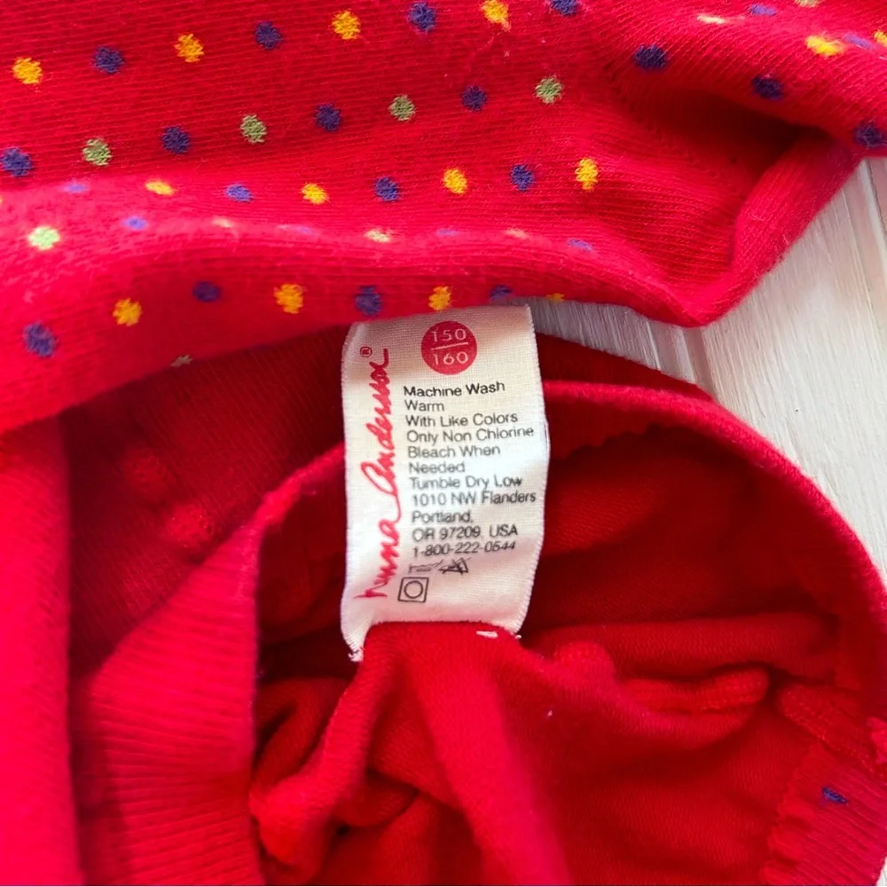 Hanna Andersson ~Girl’s Red Polka Dot Denmark Cotton Blend Footed Tights 150/160